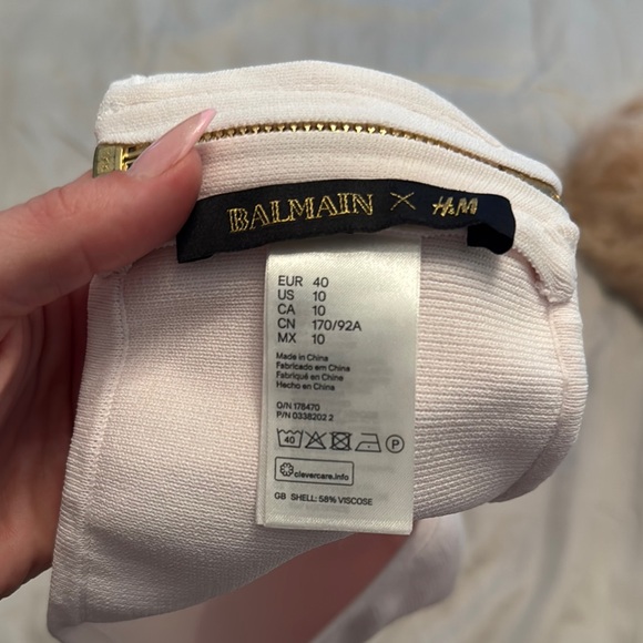 Light pink/white balmain X H&M crop ribbed top size 10 - Picture 5 of 5
